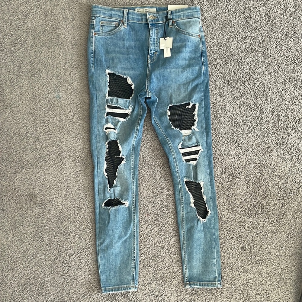 NWOT Topshop Jamie fishnet jeans (fits size 4)